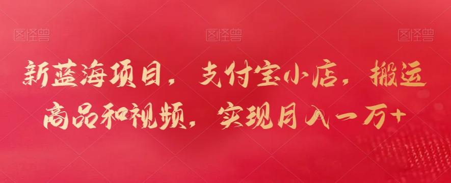 新蓝海项目，支付宝小店，搬运商品和视频，实现月入一万+【揭秘】-泱泱学习社