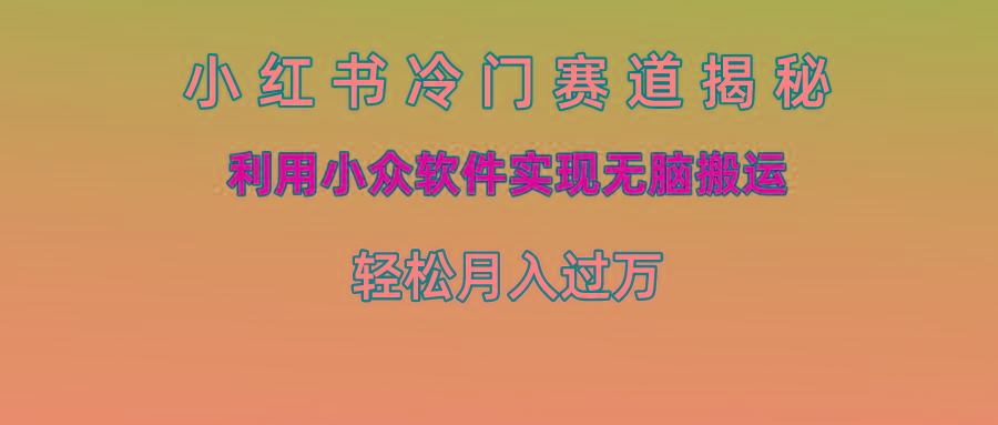 小红书冷门赛道揭秘,利用小众软件实现无脑搬运，轻松月入过万-泱泱学习社
