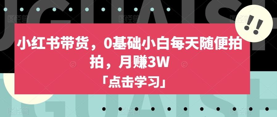 小红书带货，0基础小白每天随便拍拍，月赚3W【揭秘】-泱泱学习社