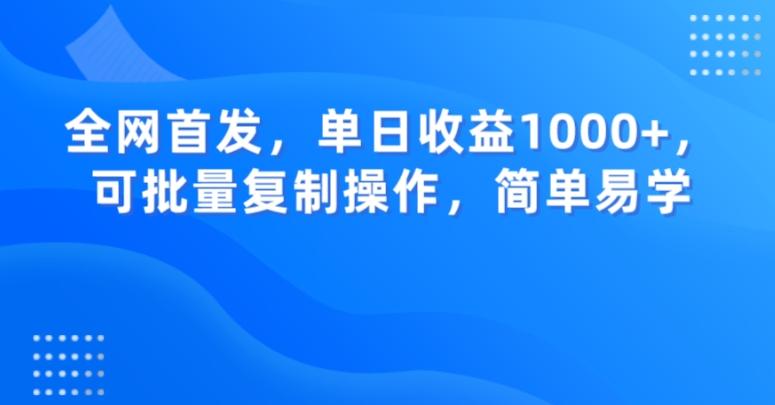 全网首发，单日收益1000+，可批量复制操作，简单易学【揭秘】-泱泱学习社