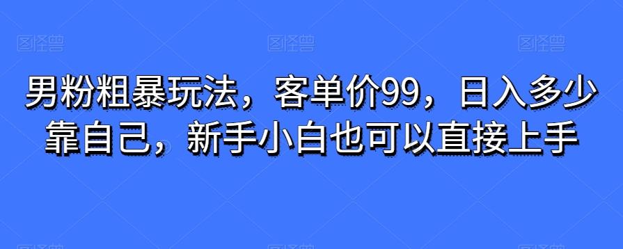 男粉粗暴玩法，客单价99，日入多少靠自己，新手小白也可以直接上手-泱泱学习社