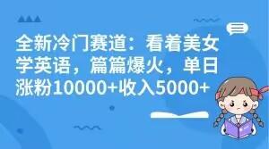 全新冷门赛道：看着美女学英语，篇篇爆火，单日涨粉10000+收入5000+-泱泱学习社