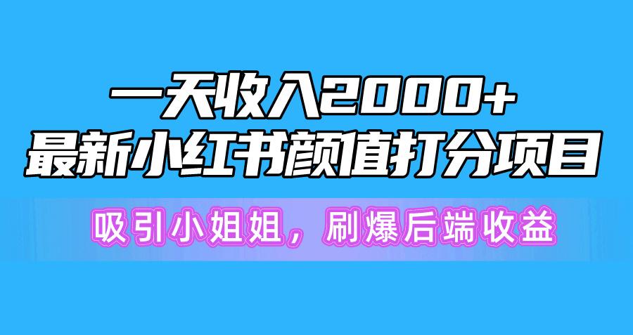 一天收入2000+，最新小红书颜值打分项目，吸引小姐姐，刷爆后端收益-泱泱学习社