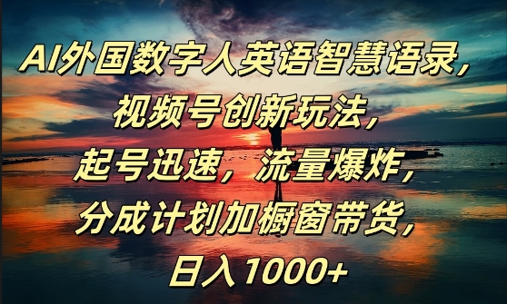 AI外国数字人英语智慧语录，视频号创新玩法，起号迅速，流量爆炸，日入1k+【揭秘】-泱泱学习社