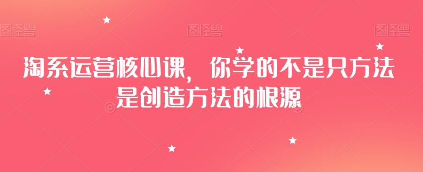 淘系运营核心课，你学的不是只方法是创造方法的根源-泱泱学习社