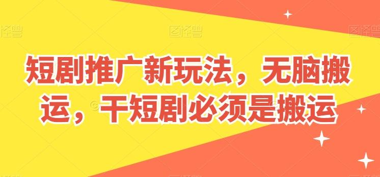 短剧推广新玩法，无脑搬运，干短剧必须是搬运【揭秘】-泱泱学习社