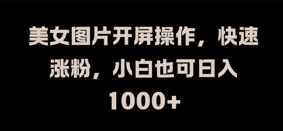 美女图片开屏操作，快速涨粉，小白也可日入1k【揭秘】-泱泱学习社