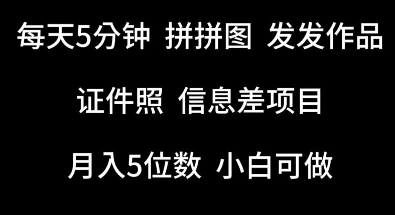 每天5分钟，拼拼图发发作品，证件照信息差项目，小白可做【揭秘】-泱泱学习社