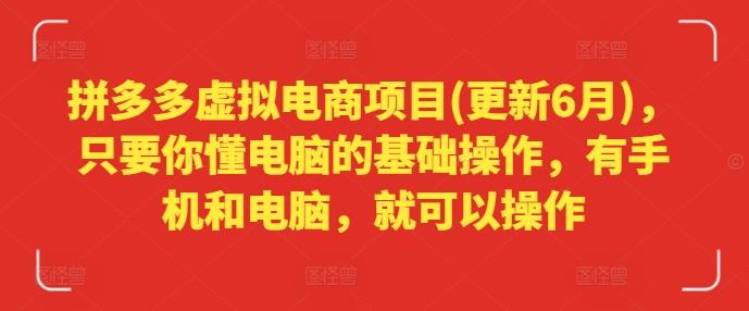 拼多多虚拟电商项目(更新6月)，只要你懂电脑的基础操作，有手机和电脑，就可以操作-泱泱学习社