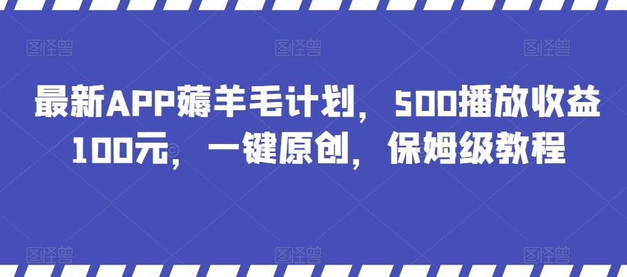 最新APP薅羊毛计划，500播放收益100元，一键原创，保姆级教程-泱泱学习社
