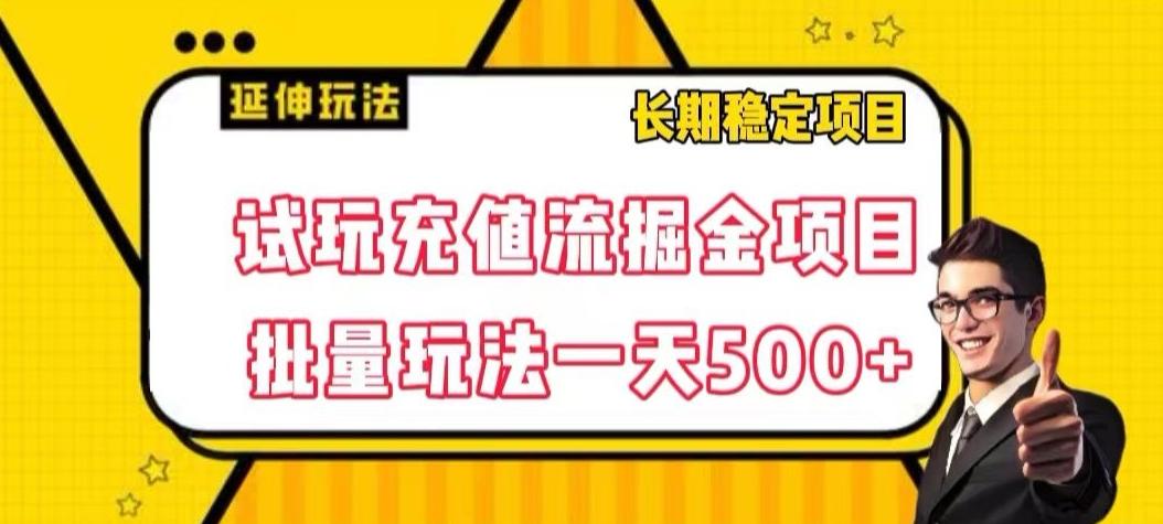 试玩充值流掘金项目，批量矩阵玩法一天500+【揭秘】-泱泱学习社