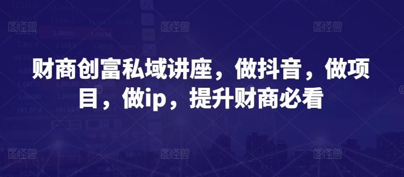 财商创富私域讲座，做抖音，做项目，做ip，提升财商必看-泱泱学习社