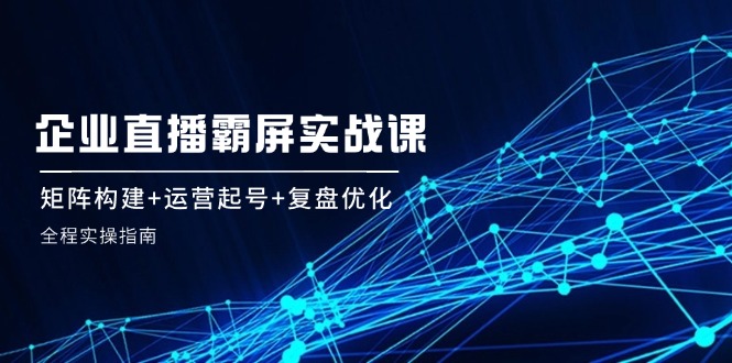 企业直播霸屏实战课：矩阵构建+运营起号+复盘优化，全程实操指南-泱泱学习社