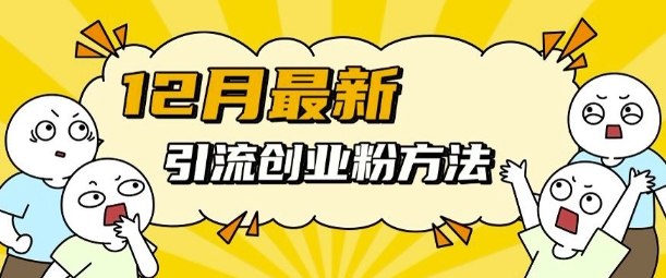 12月最新引流创业粉方法，方法非常简单，适用于多平台-泱泱学习社