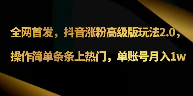 抖音涨粉高级版玩法3.0，操作简单条条上热门，单账号月入1w可批量矩阵（附1500素材）-泱泱学习社