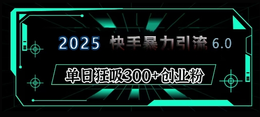 2025年快手6.0保姆级教程震撼来袭，单日狂吸300+精准创业粉-泱泱学习社