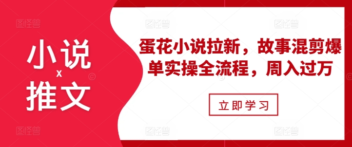 小说推文之蛋花小说拉新，故事混剪爆单实操全流程，周入过万-泱泱学习社