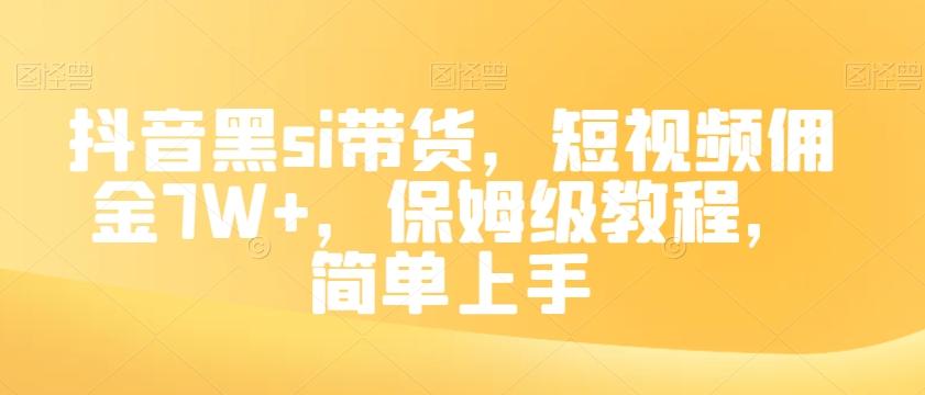 抖音黑si带货，短视频佣金7W+，保姆级教程，简单上手【揭秘】-泱泱学习社