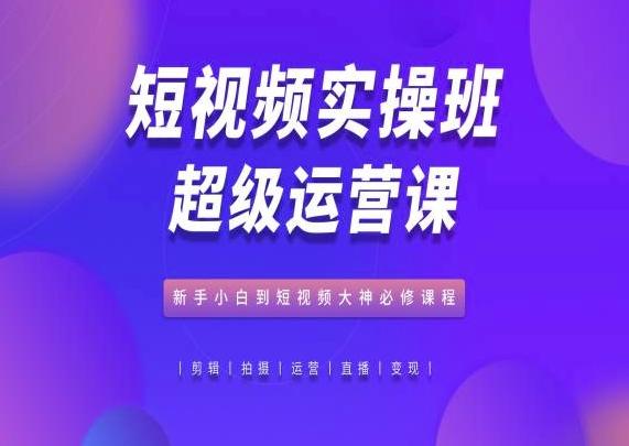 短视频实操班超级运营课，新手小白到短视频大神必修课程-泱泱学习社
