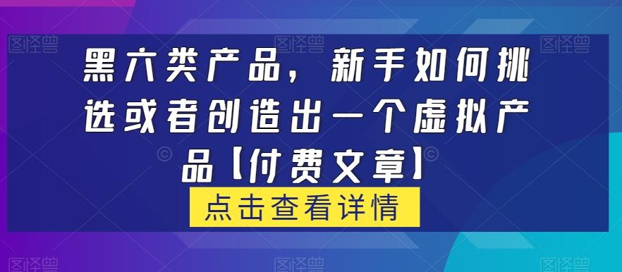 黑六类虚拟产品，新手如何挑选或者创造出一个虚拟产品【付费文章】-泱泱学习社