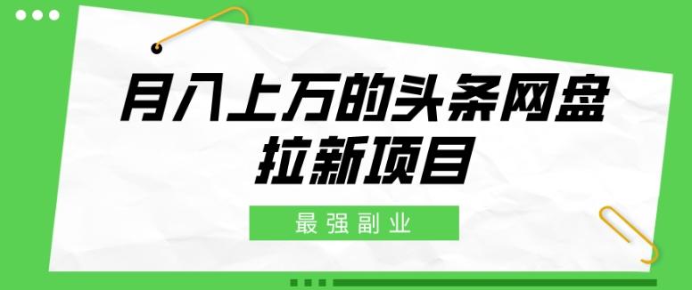 最强副业，月入上万的头条网盘拉新项目，小白新手轻松上手-泱泱学习社