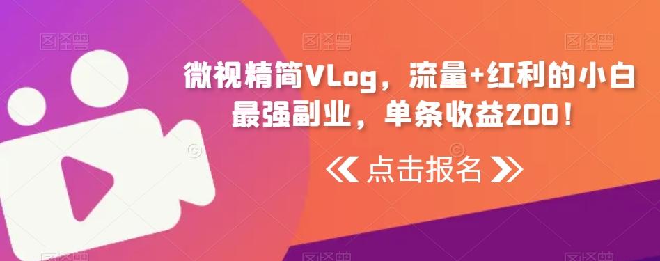 微视精简Vlog，流量+红利的小白最强副业，单条收益200！-泱泱学习社