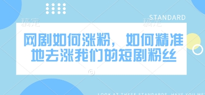 网剧如何涨粉，如何精准地去涨我们的短剧粉丝-泱泱学习社