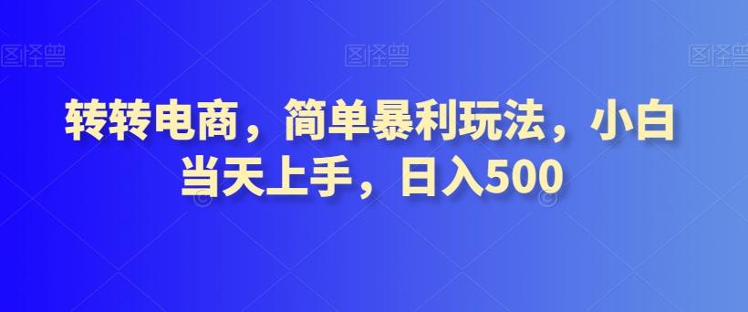 转转电商，简单暴利玩法，小白当天上手，日入500-泱泱学习社