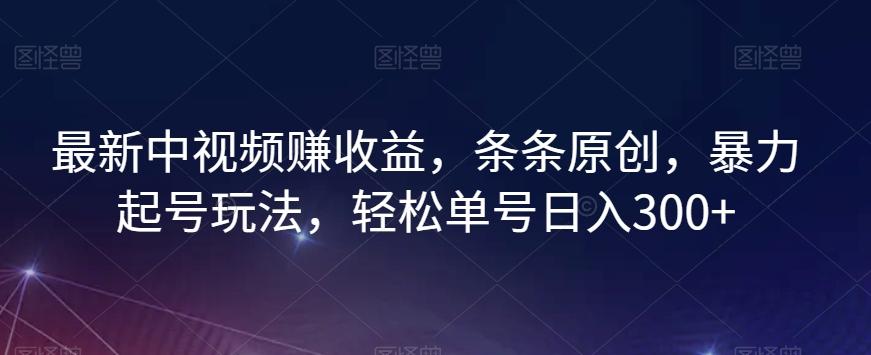 最新中视频赚收益，条条原创，暴力起号玩法，轻松单号日入300+【揭秘】-泱泱学习社