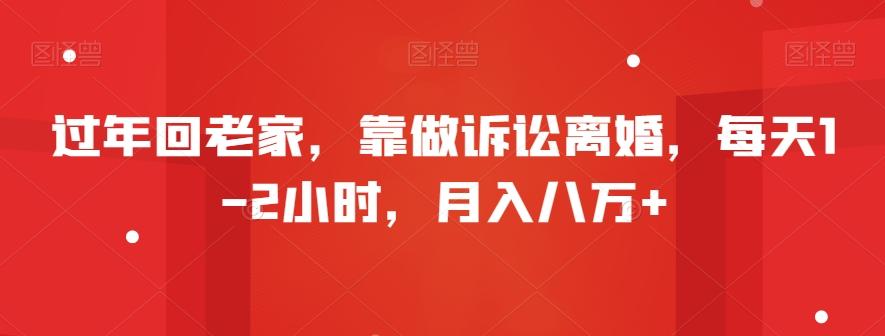 过年回老家，靠做诉讼离婚，每天1-2小时，月入八万+-泱泱学习社