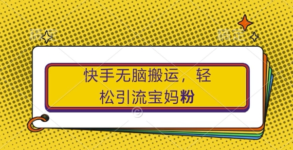快手无脑搬运，轻松引流宝妈粉，纯小白轻松上手【揭秘】-泱泱学习社
