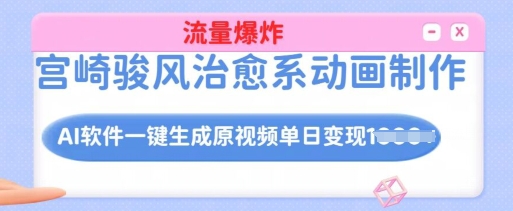 宫崎骏风治愈系动画制作，AI软件一键生成原创视频流量爆炸，单日变现多张，详细实操流程-泱泱学习社