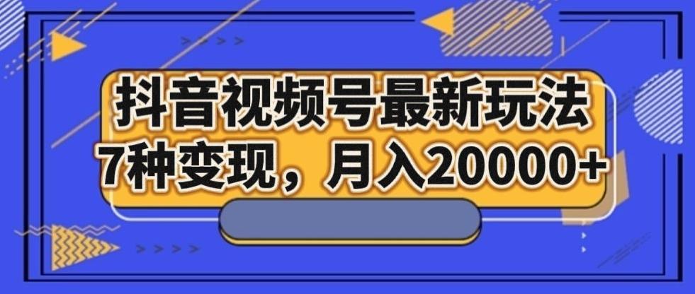 抖音视频号最新玩法，7种变现，月入20000+-泱泱学习社