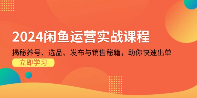 2024闲鱼运营实战课程：揭秘养号、选品、发布与销售秘籍，助你快速出单-泱泱学习社