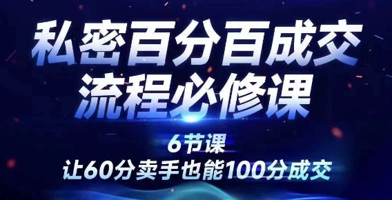 私密百分百成交流程线上训练营，绝对成交，让60分卖手也能100分成交-泱泱学习社