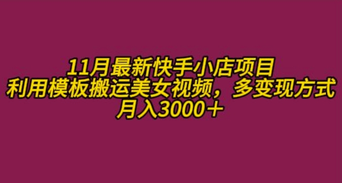 11月K总部落快手小店情趣男粉项目，利用模板搬运美女视频，多变现方式月入3000+-泱泱学习社