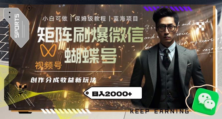 矩阵刷爆微信蝴蝶号创作者分成计划收益的新玩法，日入2000+【揭秘】-泱泱学习社