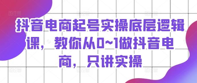 抖音电商起号实操底层逻辑课，教你从0~1做抖音电商，只讲实操-泱泱学习社