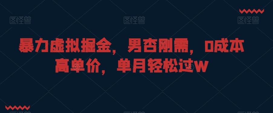 暴力虚拟掘金，男杏刚需，0成本高单价，单月轻松过W【揭秘】-泱泱学习社