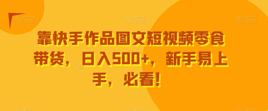 靠快手作品图文短视频零食带货，日入500+，新手易上手，必看！-泱泱学习社