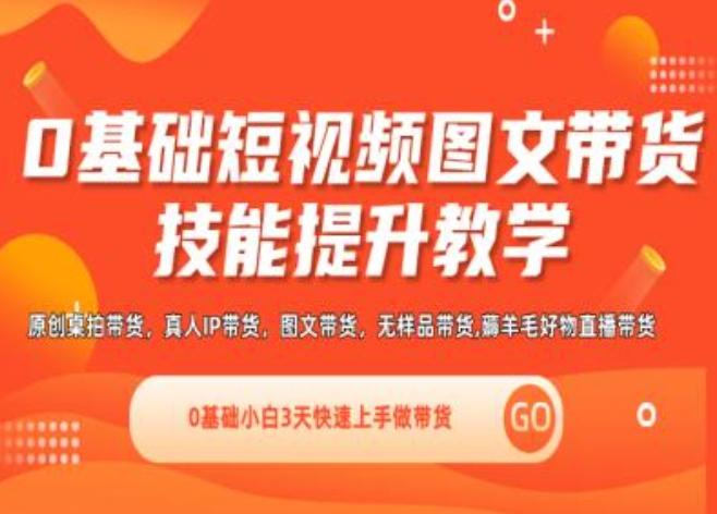 0基础短视频图文带货实操技能提升教学(直播课+视频课),0基础小白3天快速上手做带货-泱泱学习社