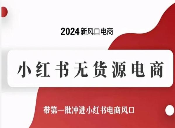 2024新风口电商，小红书无货源电商，带第一批冲进小红书电商风口-泱泱学习社