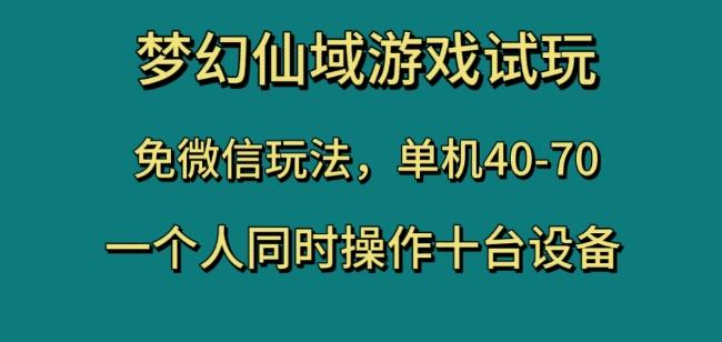 梦幻仙域游戏试玩，免微信玩法，单机40-70，一个人同时操作十台设备【揭秘】-泱泱学习社