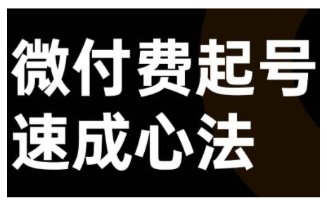 微付费起号速成课，视频号直播+抖音直播，微付费起号速成心法-泱泱学习社