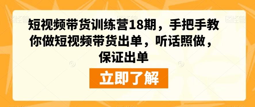 短视频带货训练营18期，手把手教你做短视频带货出单，听话照做，保证出单-泱泱学习社