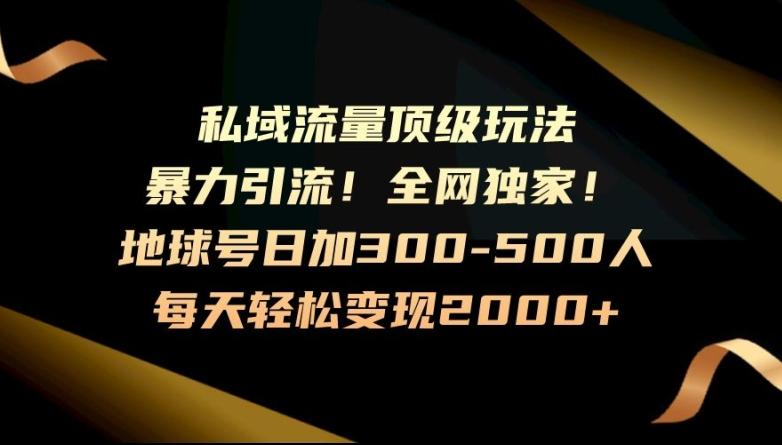 暴力引流，全网独家，地球号日加300-500人，私域流量顶级玩法，每天轻松变现2000+-泱泱学习社