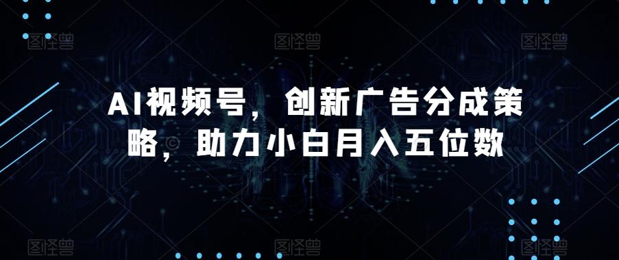 AI视频号，创新广告分成策略，助力小白月入五位数【揭秘】-泱泱学习社