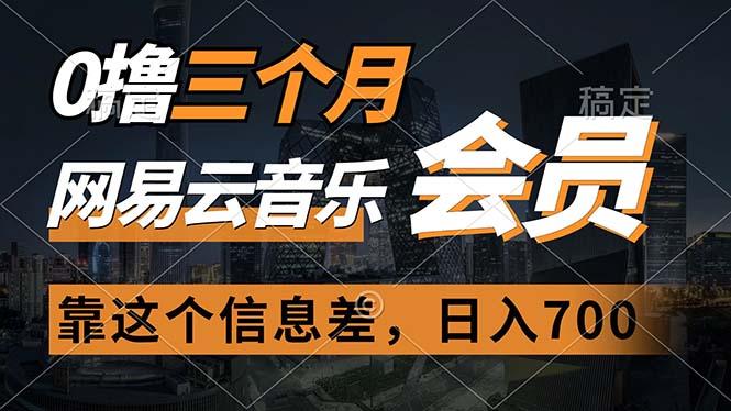 0撸三个月网易云音乐会员，靠这个信息差一天赚700，月入2w-泱泱学习社