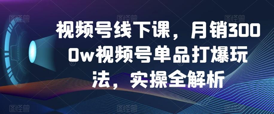 视频号线下课，月销3000w视频号单品打爆玩法，实操全解析-泱泱学习社