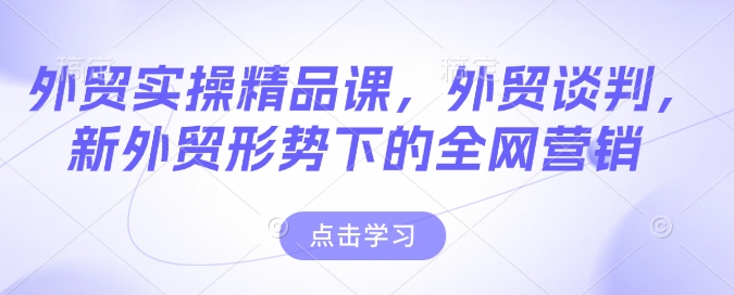 外贸实操精品课，外贸谈判，新外贸形势下的全网营销-泱泱学习社
